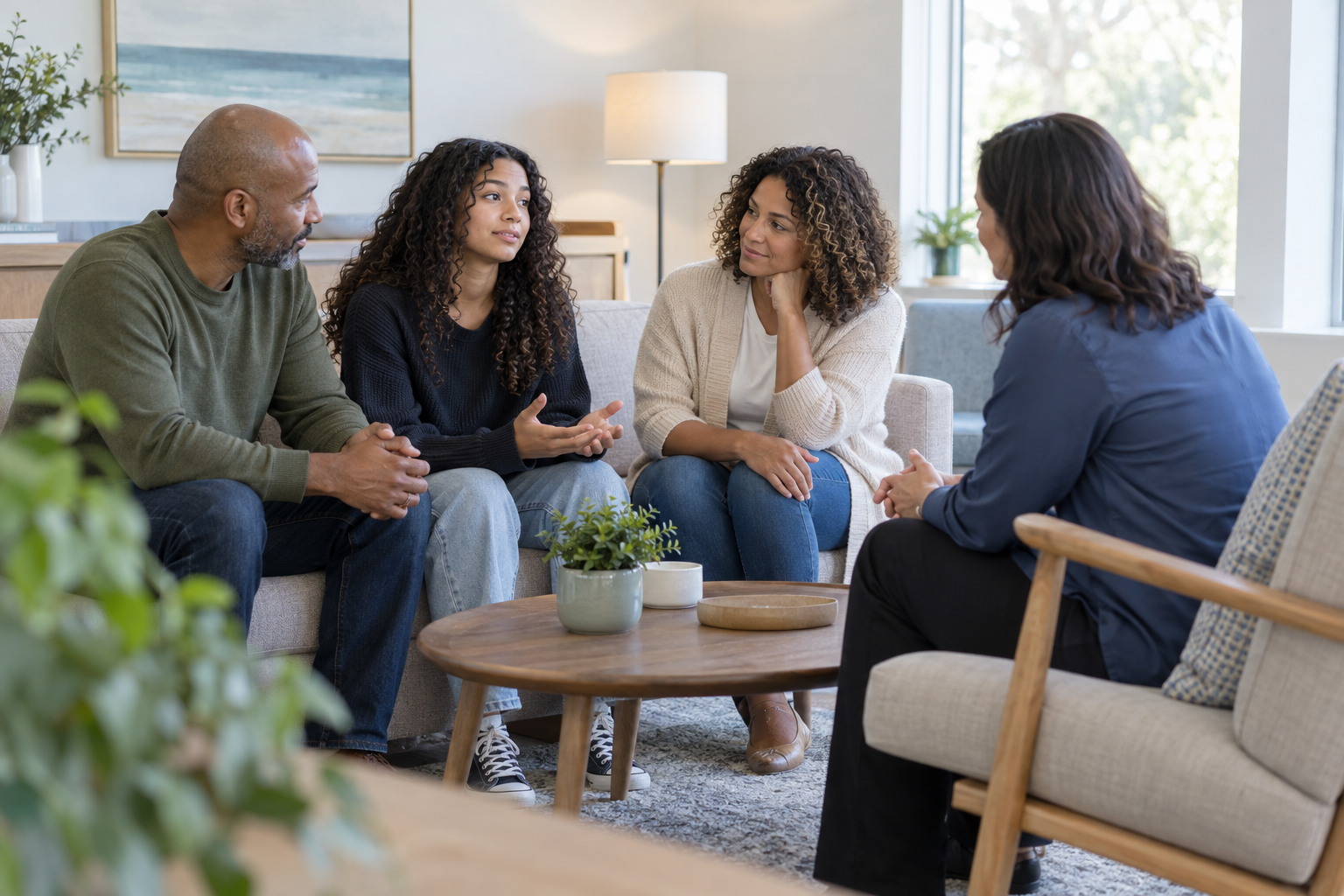 A calm setting representing family counselling