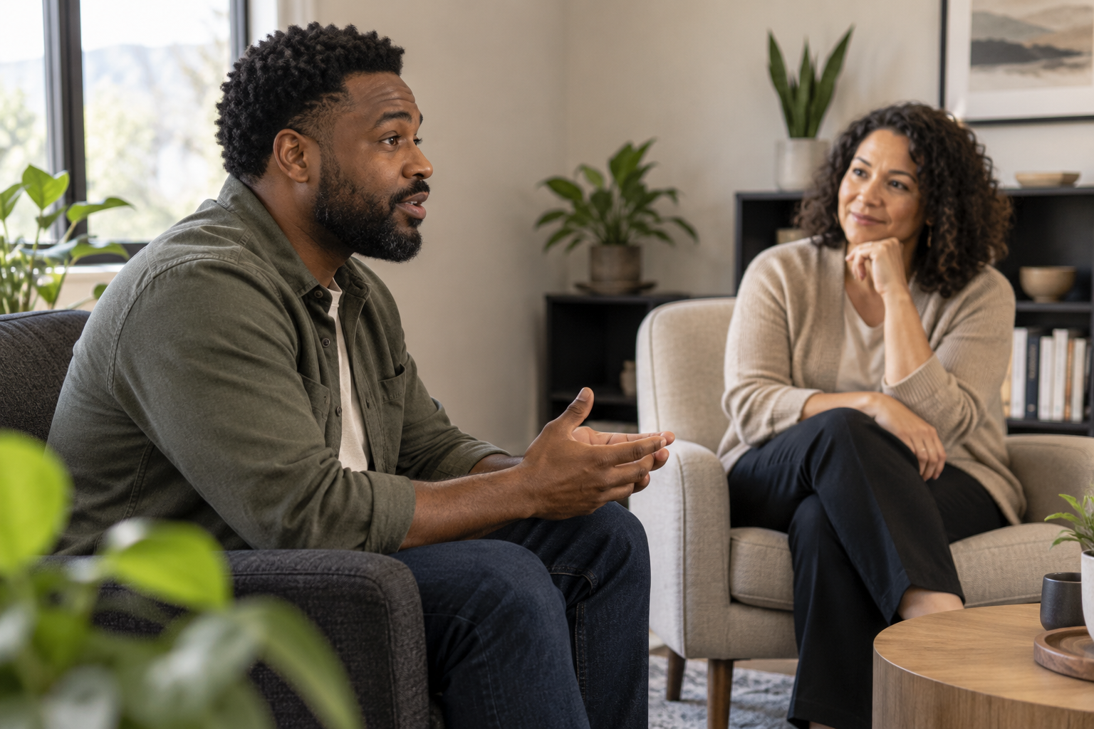 A calm setting representing mental health support
